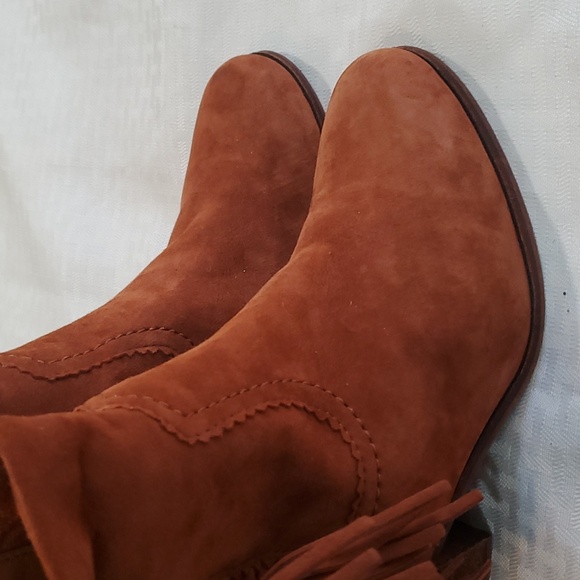Sam Edelman Louie fring women's orange  suede western ankle short boots size 7.5 - Picture 4 of 16